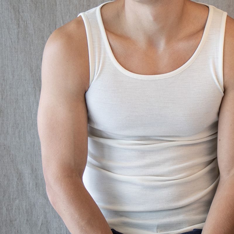 Singlet i ull med silke unisex - Natur - Hvit/natur