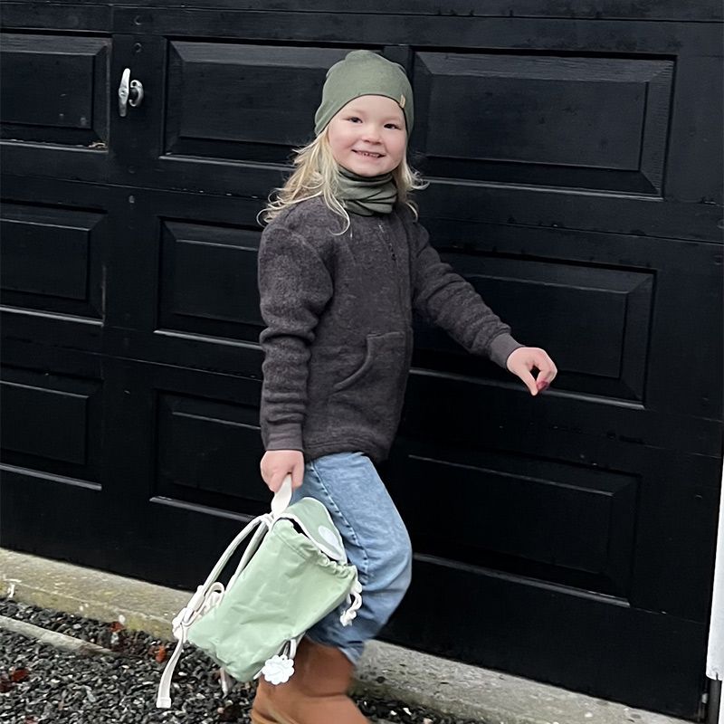 Jakke i ullfleece til barn - Naturbrun