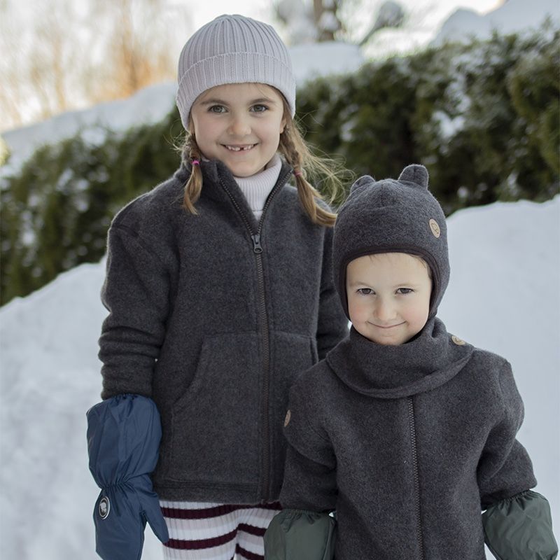 Lukkehals i ullfleece - Naturbrun