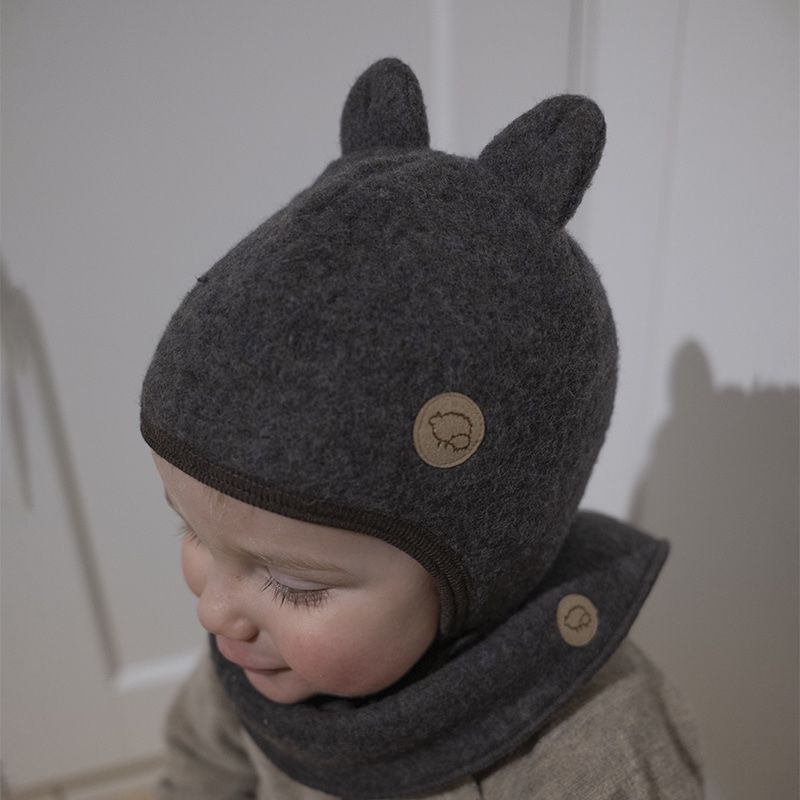 Teddy lue i ullfleece - Naturbrun