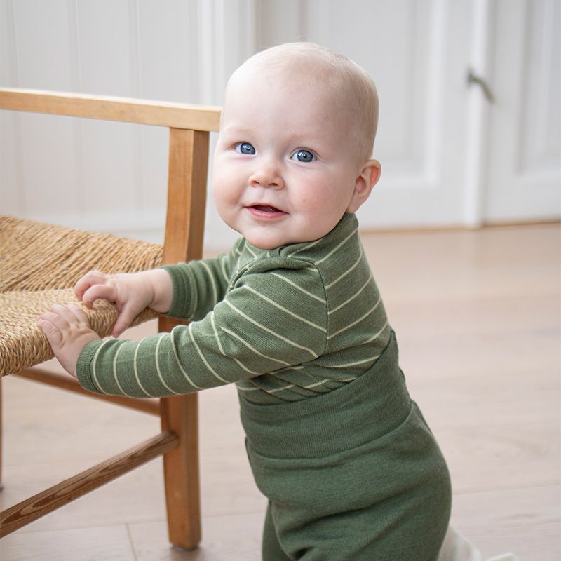 Body i ull med silke - Olivin/pistasj
