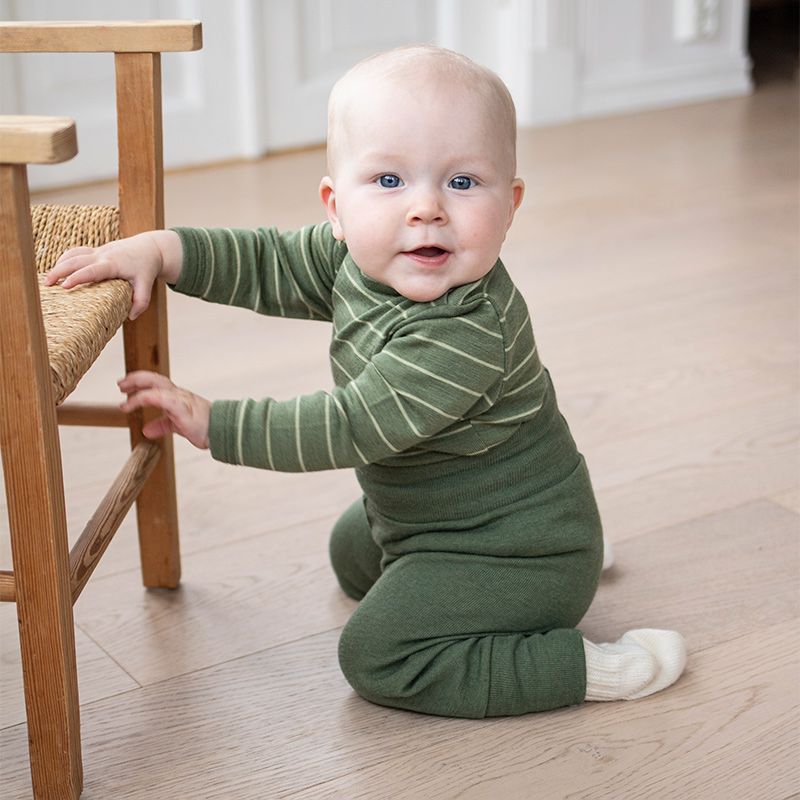 Babybukse i ull med silke - Olivin