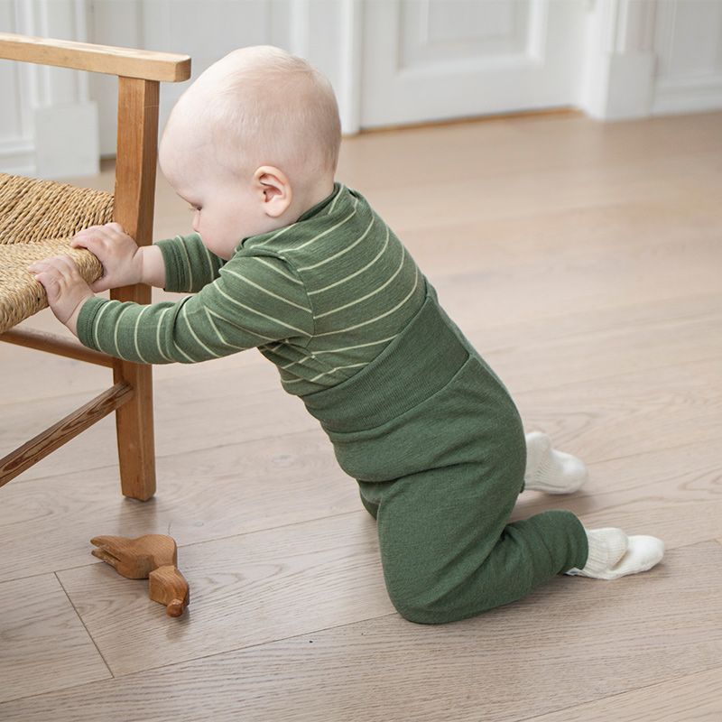 Babybukse i ull med silke - Olivin