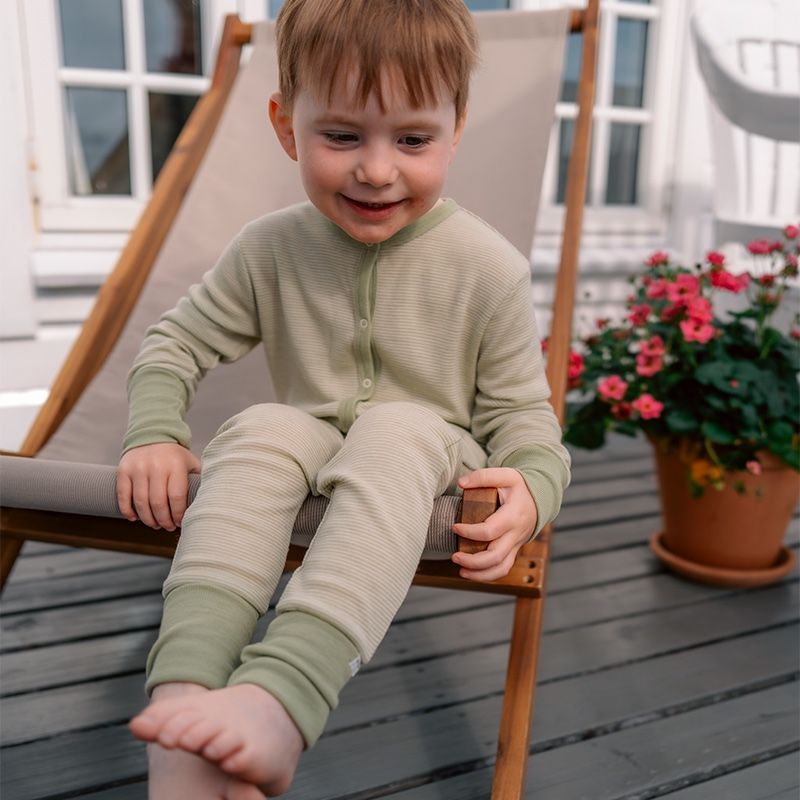 Hel dress i ull med silke  - Pistasj/natur