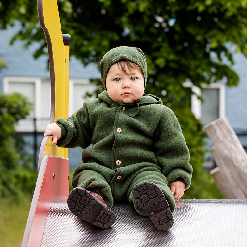 Babydress i ullfleece med hette