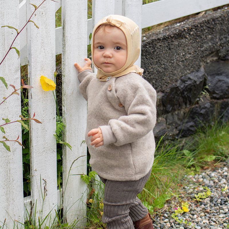 Balaklava i ull med silke - Strågul