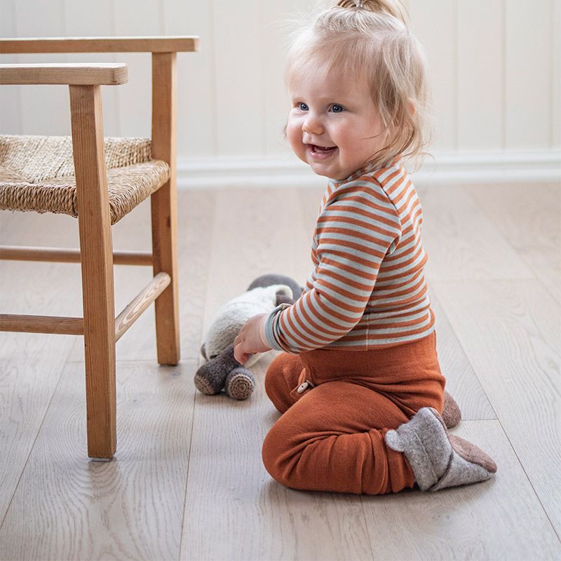 Body i ull med silke - Terrakotta/dus mint