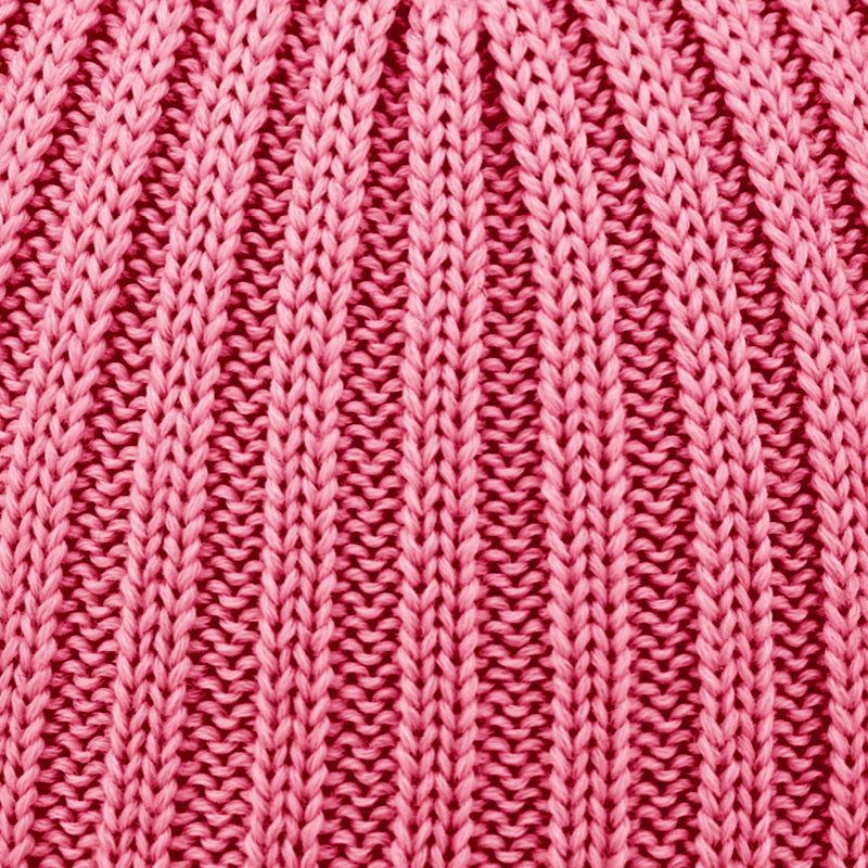 ribbestrikket lue til barn - mørk rose - swatch
