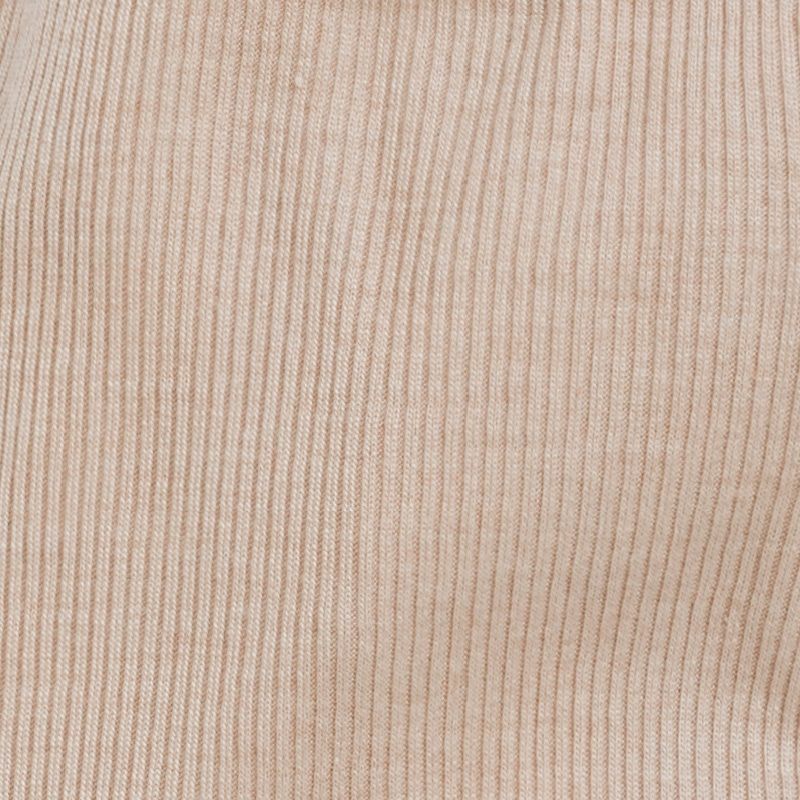 Ribbestrikket babybukse i ull med silke - Latte - swatch