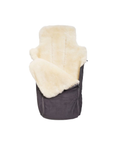 Delbar Vognpose i skinn med Cordfl&oslash;yeltrekk Gr&aring;