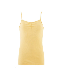 Singlet m/stropper i ull med silke - Str&aring;gul