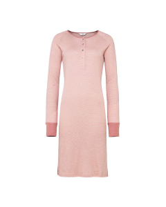 Nattkjole i ull med silke m/knapper - Lys rose/natur