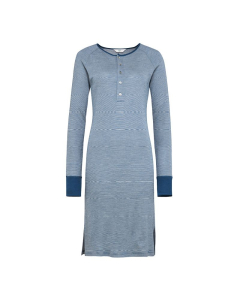 Nattkjole i ull med silke m/knapper - Dongeribl&aring;/natur