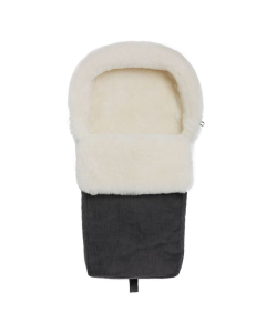 Vognpose i skinn med cordfl&oslash;yelstrekk Gr&aring;