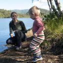 Ribbukse, ribbestrikket ullbukse - Lin/rustrosa/skoggrønn thumbnail