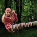 Ribbukse, ribbestrikket ullbukse - Lin/rustrosa/skoggrønn thumbnail