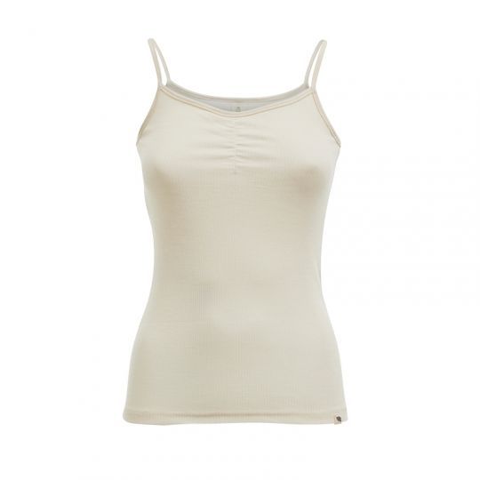 Singlet m/stropper i ull med silke - Natur