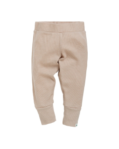 Ribbestrikket babybukse i ull med silke