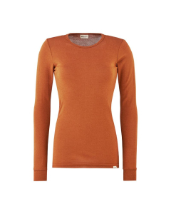 Langermet ulltr&oslash;ye dame, ull med silke - Terrakotta