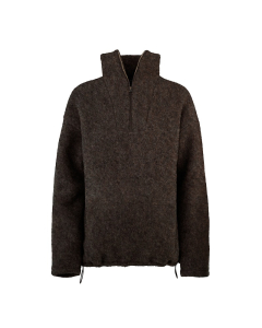 Genser i ullfleece med zip - Naturbrun