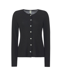 Cardigan i ull med silke - Svart