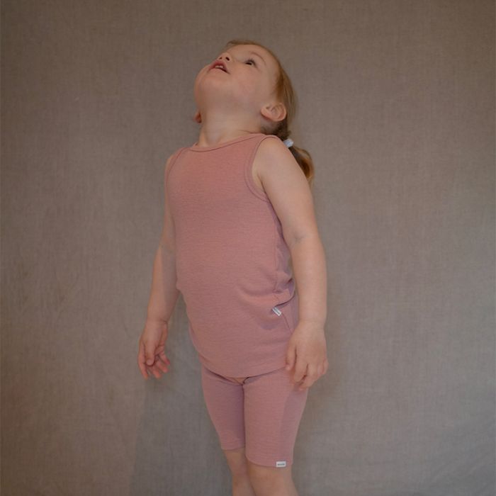 Singlet i ull med silke - Lys rose