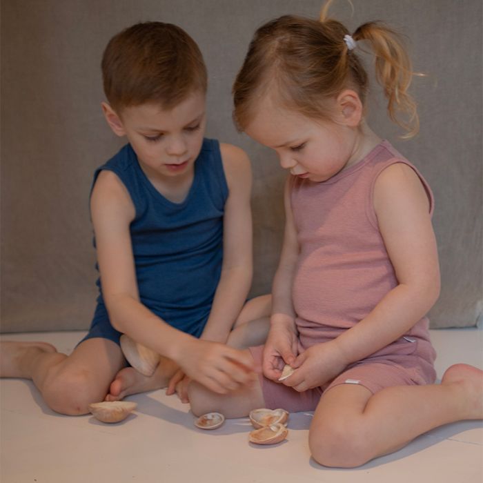 Singlet i ull med silke - Lys rose
