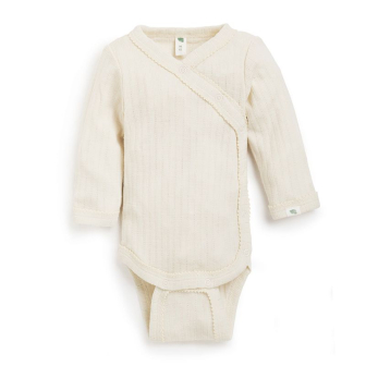 Omslagsbody i ull med silke, hullmønster