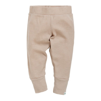 Ribbestrikket babybukse i ull med silke