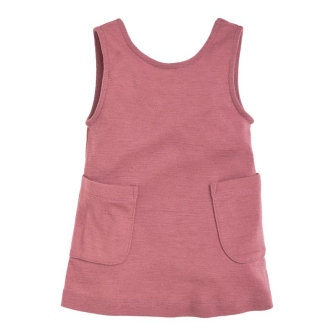 Ermløs ullkjole - Mørk rose