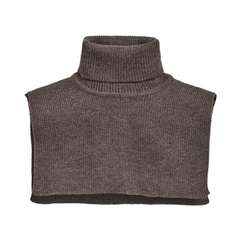 Hals i ribbestrikket ull - lys brun