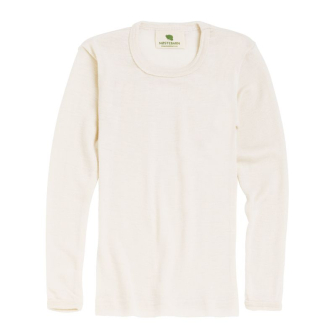 Langermet ulltrøye barn, ull med silke - Naturhvit