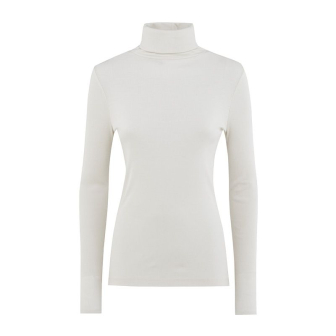 Polotrøye i finribbet ull med silke - Natur