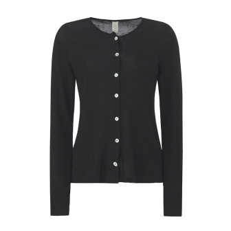 Cardigan i ull med silke - Svart