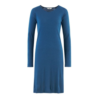 Nattkjole i ull med silke, litt a-fasong - Dongeriblå