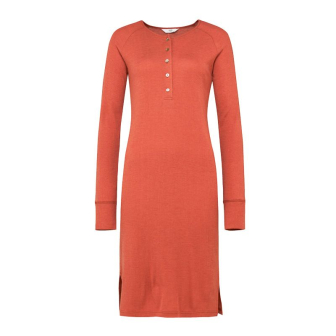 Nattkjole i ull med silke m/knapper - Høstrød
