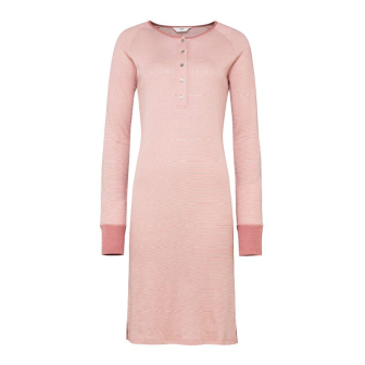 Nattkjole i ull med silke m/knapper - Lys rose/natur