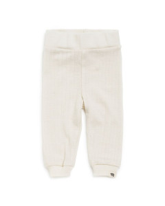 Babytights i ull med silke, hullmønster - Natur