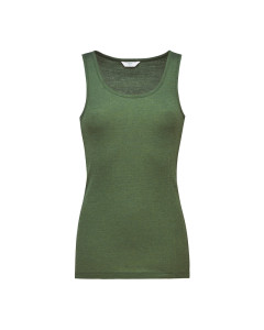 Singlet i ull med silke unisex - Olivin