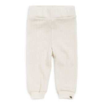 Babytights i ull med silke, hullmønster - Natur
