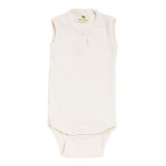 Singletbody m/knapp i ull med silke - Natur