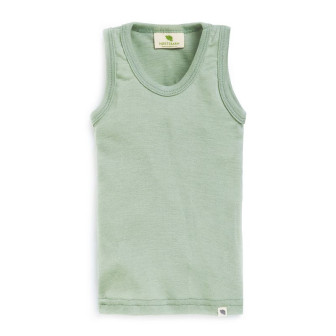 Singlet i ull med silke - Dus mint