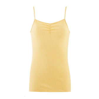 Singlet m/stropper i ull med silke - Strågul