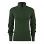 Ribbestrikket zip-genser i ull - Skoggrønn
