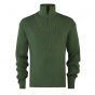 Ribbestrikket zip-genser i ull til herre - Skoggrønn
