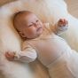 Babytights i ull med silke, hullmønster - Natur
