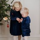 Velurkjole barn, i ull med silke - Marineblå