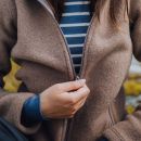 Fasongsydd jakke i ullfleece - Nøttebrun