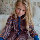 Hel dress i ull med silke - Klar blå/mandarin