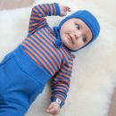 Babybukse med lomme i ull med silke - Klar blå